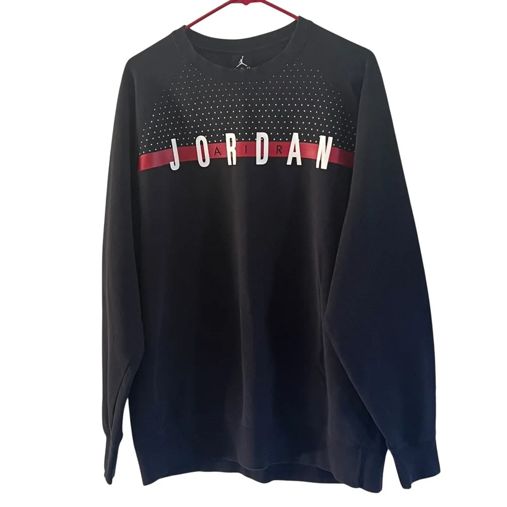 Jordan Black Crew Neck Sweatshirt Pullover Jumper Men's XL Extra Large‎